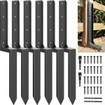 ARKSOLDIER Thickened Steel Fence Post Repair Kit, Anchors Ground Spikes Decking Posts, Support Garden Broken 4x4/6x6 Wood Fence Post Stakes (6 Pack/Black)