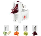 Paderno World Cuisine Folding Spiral Vegetable Slicer/Countertop-Mounted Plastic Spiralizer Pro incl. 4 Different Blades Made of Stainless Steel