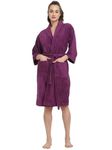 CREEVA Luxury 100% Cotton Unisex Shawl Collar Bathrobe, Super Soft Velour & Terry, Highly Absorbent-Perfect for Gym, Shower, Spa, Hotel, Nightwear, Gift, Small, Purple