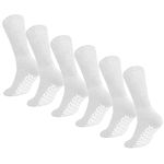 Men Women Anti Slip Grip Non Skid Crew Cotton Diabetic Socks For Home Hospital 6-pack or 12-pack