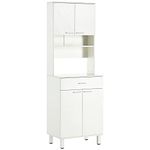 HOMCOM 71" H Freestanding Kitchen Pantry, Buffet with Hutch, Microwave Stand with Storage Cabinet, White