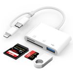 3 in 1 SD Card Reader for iPhone/iPad, Memory Card Reader for iPhone with SD and TF Card Dual Slot, Digital Camera Adapter for iPhone, Card Reader for iPhone 15/14/13/12, Plug and Play