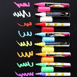 8 Pack Chalk Pens & Markers Glass & Window Pens Dry Erase with Reversible Bullet & Chisel Tip Fluorescent Markers Highlighters for Art LED Menu Board Bistro Boards Chalkboard Blackboard Whiteboard