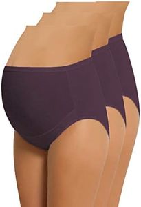 NBB Lingerie Women's Plus Size Maternity Panties High Cut Cotton Over Bump Underwear Brief - Sizes Small to XXX-Large, 3 Pack - Plum, Small