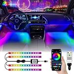 YM E-Brightt RGB LED Strip Lights for Car App Control with Remote Led Lights car Interior with Charger Music Sync Under Dash Footwell Neon Lighting Kit w/USB Cable DC 12V