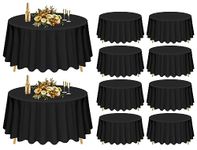 Pesonlook Round Tablecloth - 10 Pack 90 Inch Black Round Table Cloths,Premium Polyester Resistant Table Cover for Wedding, Party, Dining,Banquet,Buffet Table, Holiday,Dinner Tables Decorate