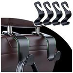 4PCS Headrest Hooks for Car,Cool Carbon Fibre Car Purse Holder Hook Multifunctional Car Phone Holder,Universal Car Interior Accessories Car Hooks for Seat (Black)