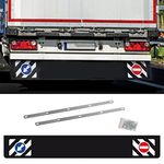 AutoScheich® Universal Rear Mud Flaps Long 240X35 CM for Lorry Trailer Protective Flap with Traffic Signs