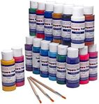 Color Swell Washable Tempera Paint Set - 2oz bottles of 30 Neon Metallic Classic Colors Perfect Kids Tempera Paints - Plus Three Wooden Brushes