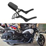 Comfortable Leather Backrest Sissy Bar + Luggage Rack Pad for Kawasaki Vulcan 900 VN900 1996-2018 (Black)