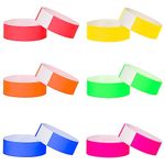 L LIKED Colourful Synthetic Paper Wrist Bands, 600 Pcs Wristbands for Events, Waterproof Neon Bracelets for Music Festival, Concert, Party, Contest (6 Colors)