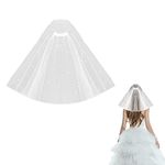 Wedding Bridal Veil with Pearl with Comb, Bridal Tulle Veil with Comb for Brides Shower Bachelorette Hen Night Party