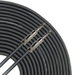 25 feet Speaker Cable 16AWG Patch Cords - 25 ft 1/4" to 1/4" Professional Speaker Cables Black 16 Gauge Wire - Pro 25' Phono 6.3mm Cord 16G - Single