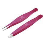 Majestic Bombay Fine Point + Slant Tweezers for Women and Men – Splinter Ticks, Facial, Brow and Ingrown Hair Removal–Sharp, Needle Nose, Surgical Tweezers Precision best tweezers for chin hair