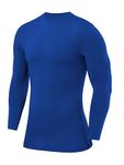 PowerLayer Compression Shirt for Boys, Thermal Long Sleeve Tops Men Base Layers Men Running Cycling Gym Top Shirt- Dazzling Blue (Boys), 6-8 Years