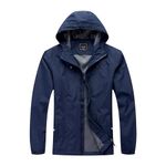 Blu Apparel Mens Waterproof Rain Jacket Premium Branded Walking Hiking Everyday wear Jacket Windproof (UK, Alpha, L, Regular, Regular, Navy)