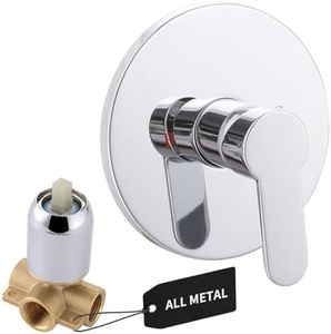 Shower Valve Polished Chrome, Bathroom Shower Mixer Valve Kit, Wall Mount Rough-in Tub Shower Handle Control Valves Round 1 Way Single Function, Female Thread