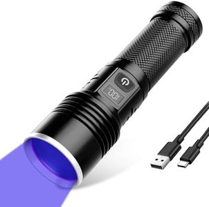 Tremdwoto 365nm Black Light Flashlight, UV Light Rechargeable, High Power LED Ultraviolet Flashlight, Professional Blacklight, for Pet Dog Cat Urine Detection, Resin Curing, Stains, Scorpions, Rocks