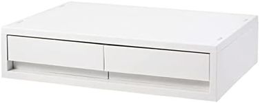 Muji Polypropylene 2 Drawers Storage Box, A4 Wide, 37cm Width x 26cm Depth x 9cm Height, White/Grey