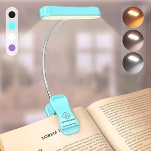 Glocusent Horizontal ET-Head Book Light for Reading in Bed, Eye Caring, CRI 95, 3 Colors & 5 Brightness, Rechargeable Long Lasting Reading Light, 1.4Oz Lightweight & Portable, Perfect for Book Lovers