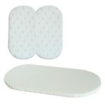 ICEBLUE HD Oval Bassinet Mattress Pad with 2 Pack Spare Set Bamboo Cover for Baby Crib Moses Basket Changing Basket,Waterproof,Washable,Collapsible 16"X30"