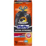 Hefty® Garbage Bags, Ultra Strong Large 100 Litres Black, Drawstring, Arm & Hammer odour neutralizer, 16 Bags