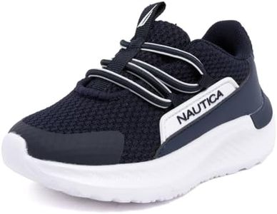 Nautica Toddler Boys Bungee Slip-On Sneakers – Athletic Play Shoes with Stretch Laces-Signe T-Navy White,Size 8