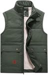 Flygo Men's Winter Warm Outdoor Padded Puffer Vest Thick Fleece Lined Sleeveless Jacket (Army Green L)