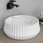 Plantex Ceramic Basin/Countertop Vessel Sink/Tabletop Wash Basin/Washbasin for Bathroom(White Glossy Finish)