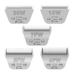 BESTBOMG 5 Pack Dog Grooming Replacement Wide Blade Compatible with Andis/Wahl/Oster Dog Clippers (10W+30W+7FW+5FW+4FW)