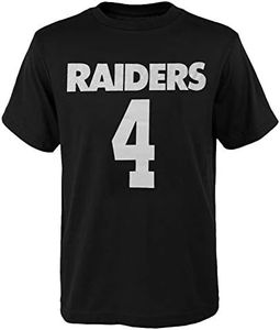 NFL Youth 8-20 Team Color Traded/Retired Performance Mainliner Player Name and Number Jersey T-Shirt, Derek Carr Oakland Raiders Home Black, 14-16