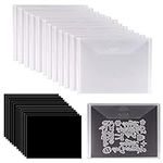 24pcs Clear Stamp and Die Storage Bag with Rubber Magnets Sheets Stencil Storage Pockets Resealable Plastic Bags for Die Cuts Album Stamp DIY Scrapbooking (0.6mm/0.02inch Magnets Sheets)