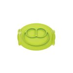 ezpz Mini Feeding Set (Lime) - 100% Silicone Fork, Spoon & Mini Mat Suction Plate with Built-in Placemat for Infants + Toddlers - First Foods + Self-Feeding - 12 Months+