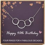 MADAOGO 40th Birthday Gifts for Women, 925 Sterling Silver Necklace, 40th Birthday Necklace, 4 Interlocking Infinity Circles Necklace