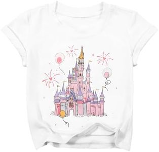 PNORATM Magical Shirts for Girls Animal Kingdom Shirt Kids Girl Magic Princess T Shirts Cute Castle Graphic Tees Vacation Summer Short Sleeve Tops A-White