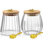 Viovian 22 & 25 FL OZ | Glass Jars with Bamboo Lids Set of 2 Small Glass Coffee Nuts Canister 2 Packs Glass Storage Jars with Airtight Lid Glass Cookie Jar Sugar Containers for Candy Snacks Dry Foods