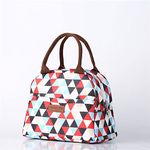 House of Quirk Insulated Reusable Lunch Bag Tote Bag for Women Printed Lunch Bag for School Picnic Office Outdoor Gym (White/Red Triangle, Nylon) 10051.24 Cubic Centimeters