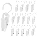 15 PCS Super Strong Plastic Family Travel Rotating Hanging Laundry Hooks Clip, Clothes Pins - 4.3 inches (White)