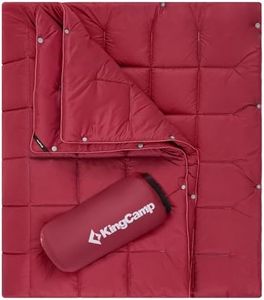 KingCamp Red Packable Lightweight Travel Down Alternative Warm Camping Blanket for Women, Girl, Compact Outdoor Waterproof Insulated Blanket for Airplane, Hiking, Backpacking, Stadium, Park