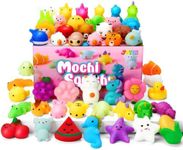 JOYIN Mochi Squishy Toys Set, Random 25 Pack Mini Mochi Party Favors for Kids, Kawaii Squishy Toy Stress Relief Toys, Goodie Bags Fillers with Storage Box, Classroom Prizes