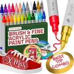 ARTISTRO 24 Acrylic Paint Pens – Dual Tip (Brush & Fine) Markers, Multicolor for Fabric, Canvas, Rock, Glass, Wood & Paper – Great DIY & Gift for Kids, Teens - Art Set