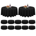 12 Pack Black Round Tablecloth 90 Inch Circle Polyester Table Cloth, Washable Fabric Stain and Wrinkle Resistant Table Cover Round Table Clothes for Wedding Parties Banquet Reception Dining