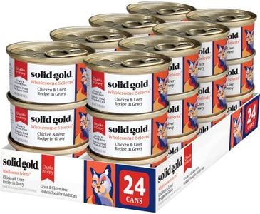 Solid Gold Wet Cat Food for Adult & Senior Cats 24 Pack - Wholesome Selects Chunks in Gravy - Made with Real Chicken Liver & Pumpkin for Healthy Digestion and Sensitive Stomach