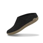 Glerups Unisex Wool Slipper Slip-on with Leather Sole Charcoal