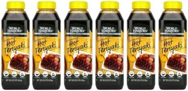 World Harbors Hot Teriyaki Sauce Perfect for Grilling Stir-Fries, Dipping, Marinades for Pork, Chicken, Beef, Steak, and More, Spice Up Every Dish with Intense Flavor Made in USA 16 Fl Oz (Pack of 6