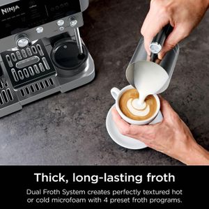 Ninja Luxe Premier 3-in-1 Coffee Machine – Espresso, Latte, Cold Brew Maker with Bean Grinder & Milk Frother, Gun Metal