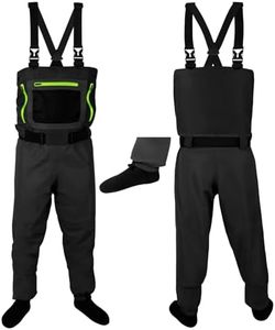 HotSrace Chest Fishing Waders for Men and Women, 3-plyer Nylon Waterproof Lightweight Waders with 4mm Neoprene Stockingfoot