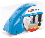 tesa tesapack Hand Dispenser Pack-N-Go - Ergonomic Handheld Blue Packaging Tape Dispenser for Packing Tape, Includes 50 m x 48 mm Tape Roll