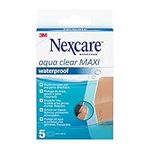 Nexcare Aqua Clear MAXI Waterproof Bandages, 5 Plasters per Pack, 60 mm x 88 mm - Waterproof Plasters for Wounds, Minor Scratches and Plasters for First Aid Kits