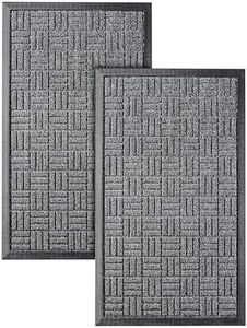 HOMWE Front Door Mats - Set of 2 Slip Resistant, Indoor, Outdoor and Backyard Entrance Mat - Absorbent and Waterproof Doormat for Entryway - Home Decor and Accessories